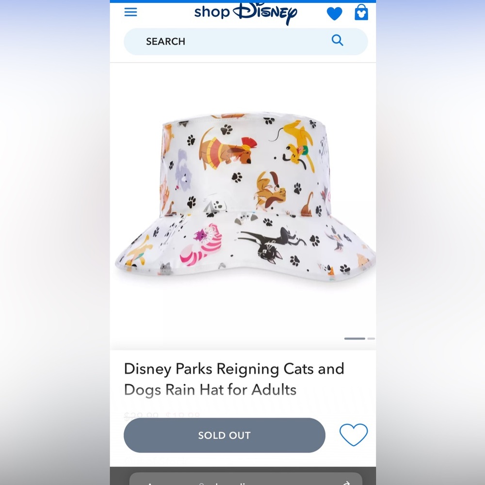 Disney Parks Raining cats and dogs hat.